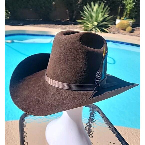 Vintage Stetson Stallion King, Beaver Cowboy Hat Size 6 7/8" Color Chocolate